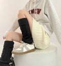 Heart & Rhombus Twist Thigh High Socks for Girls – Flanged Bunching Design
