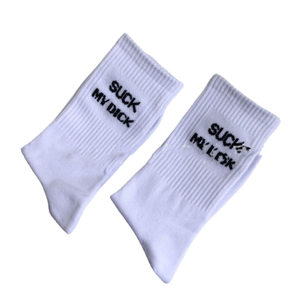 Men’s Casual Cotton Crew Socks – Minimal White Letter Design