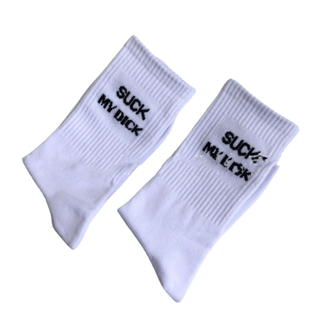 Men’s Casual Cotton Crew Socks – Minimal White Letter Design