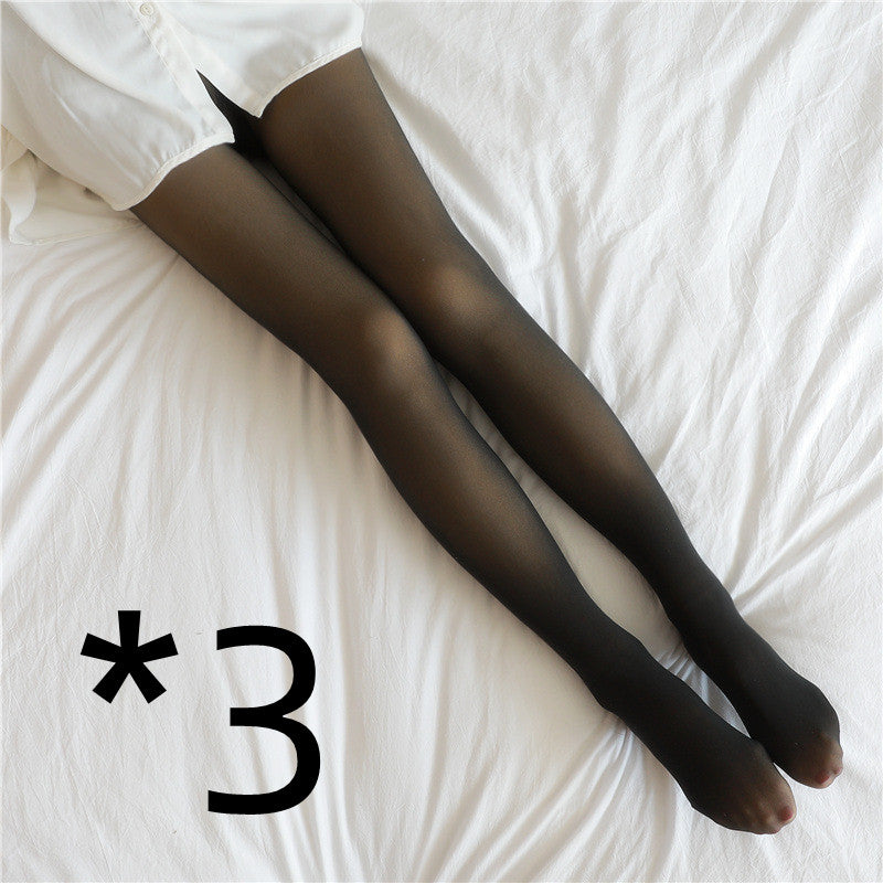 Women’s Fleece Lined Fake Translucent Thermal Tights | Winter Warm Plus Size Leggings