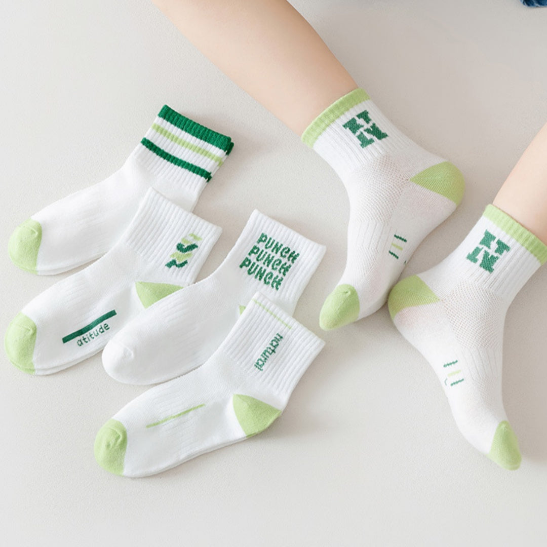 Boys’ Letter Stripe Sports Mid-Calf Socks