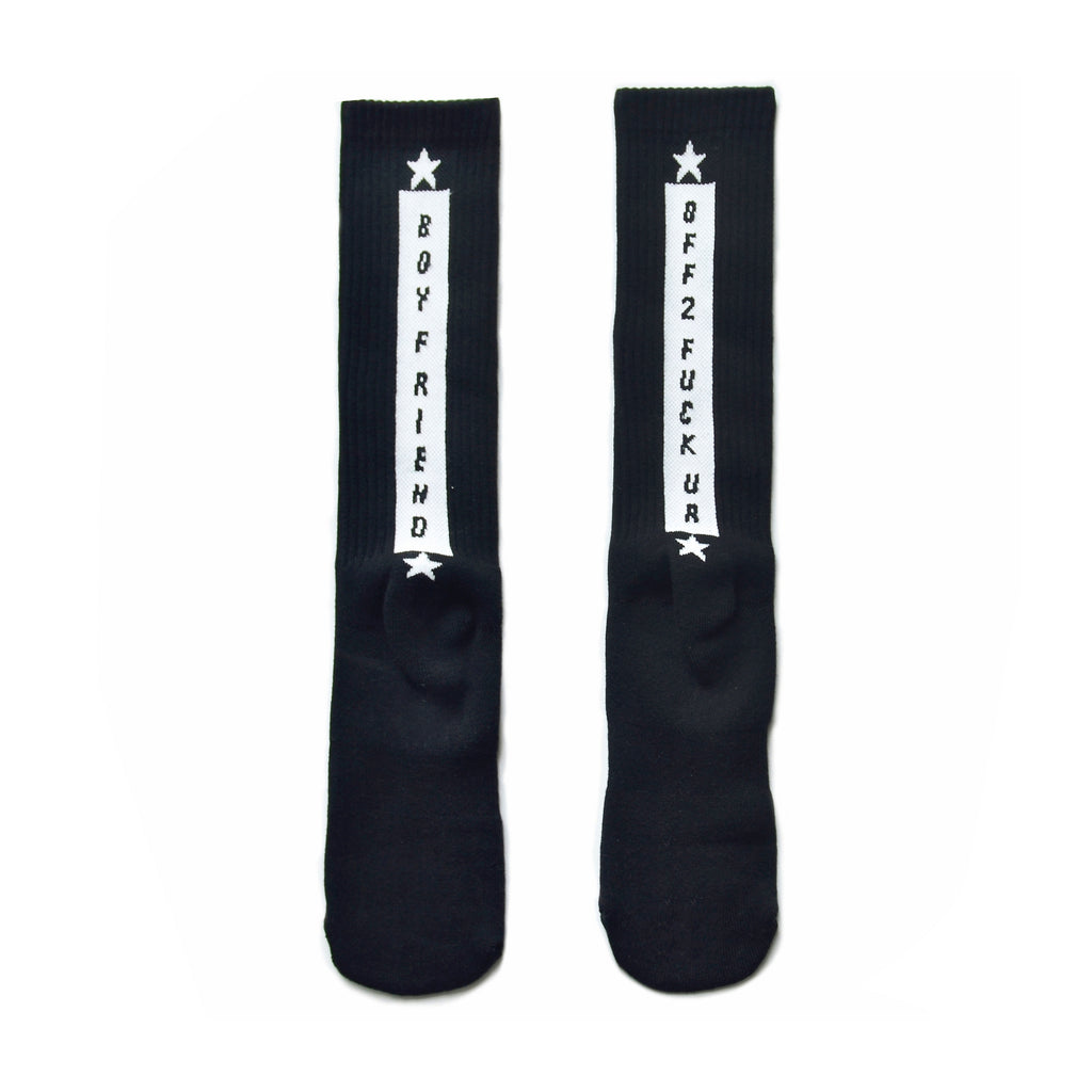 Extra Thick Fluffy Sports Socks – Black & White Alphabet Trend Style