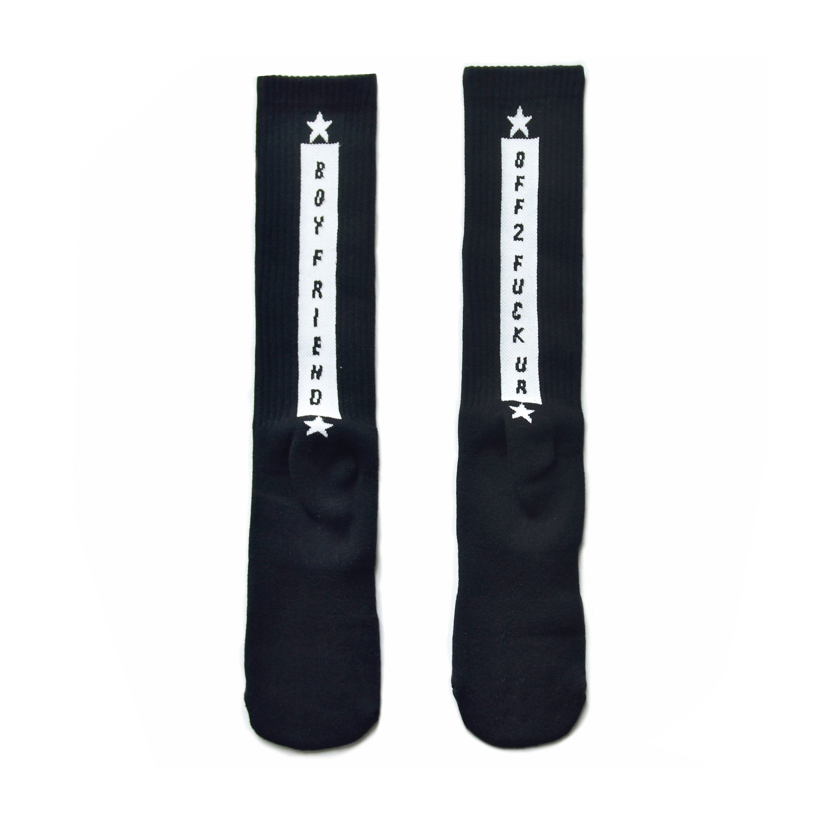 Extra Thick Fluffy Sports Socks – Black & White Alphabet Trend Style