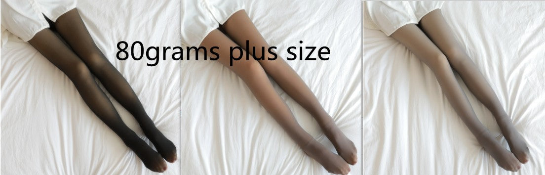 Women’s Fleece Lined Fake Translucent Thermal Tights | Winter Warm Plus Size Leggings