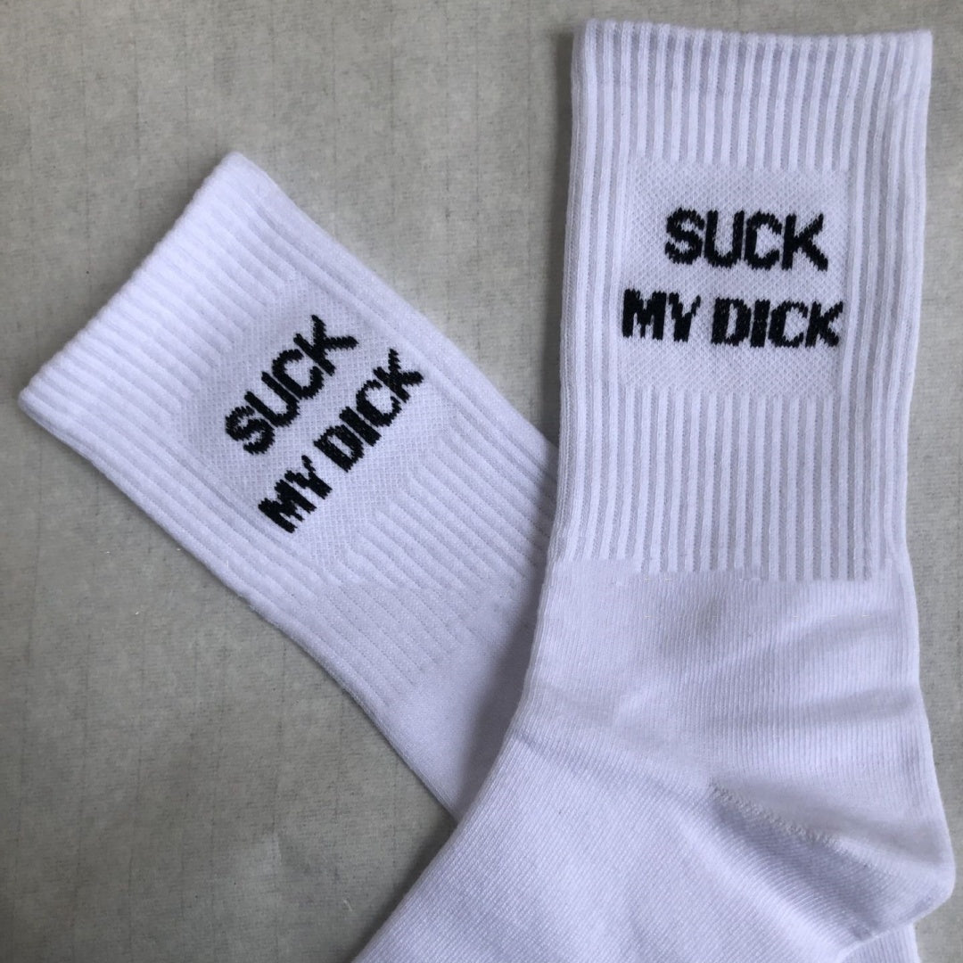 Men’s Casual Cotton Crew Socks – Minimal White Letter Design