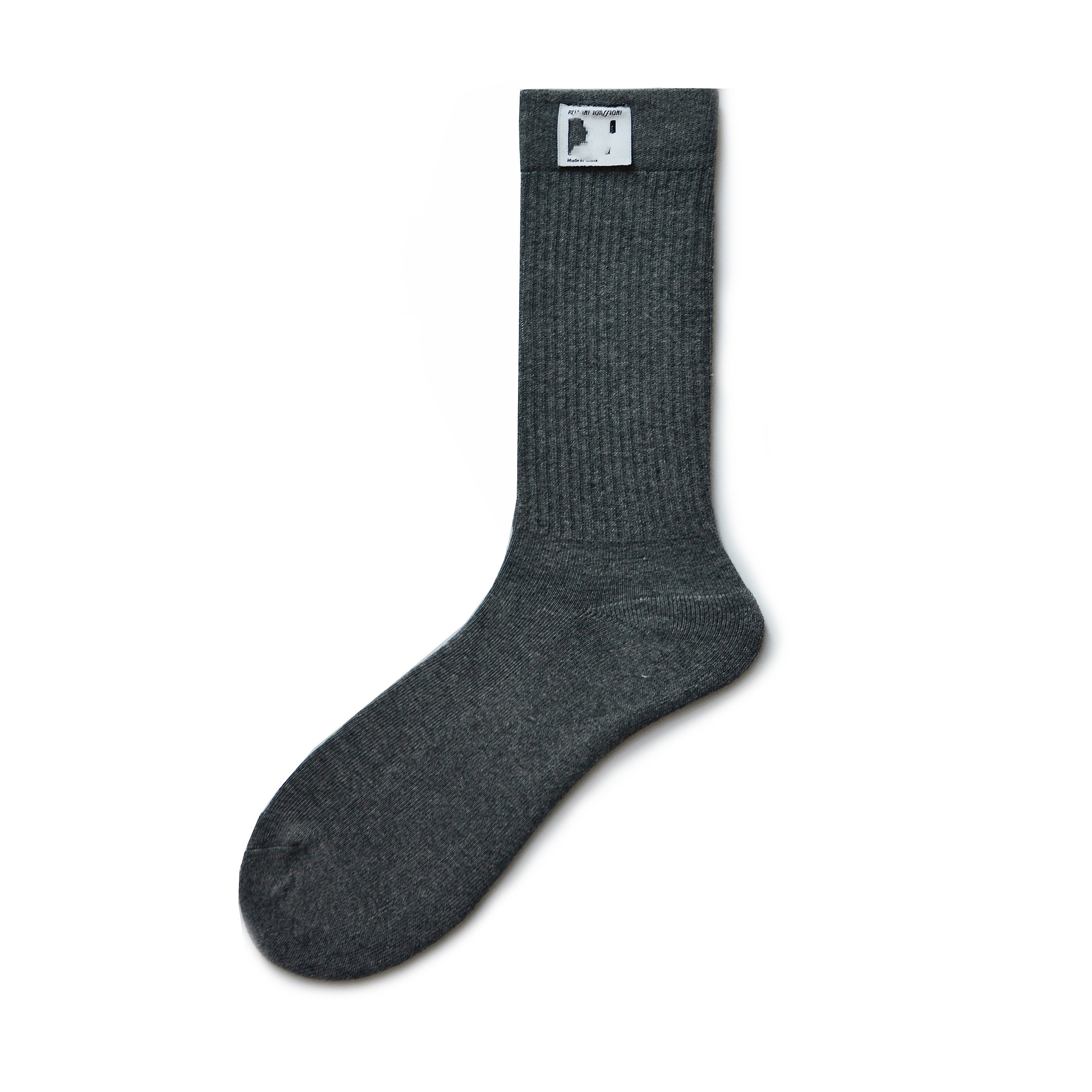 Men’s Extra Thick Cotton Letter Crew Socks – Solid Color