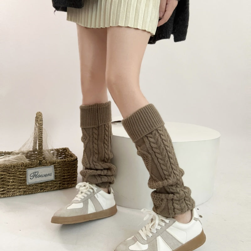 Heart & Rhombus Twist Thigh High Socks for Girls – Flanged Bunching Design