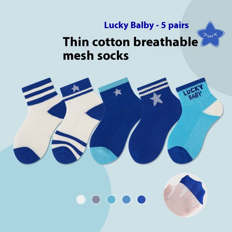Boys’ Letter Stripe Sports Mid-Calf Socks