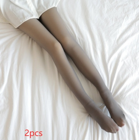 Women’s Fleece Lined Fake Translucent Thermal Tights | Winter Warm Plus Size Leggings