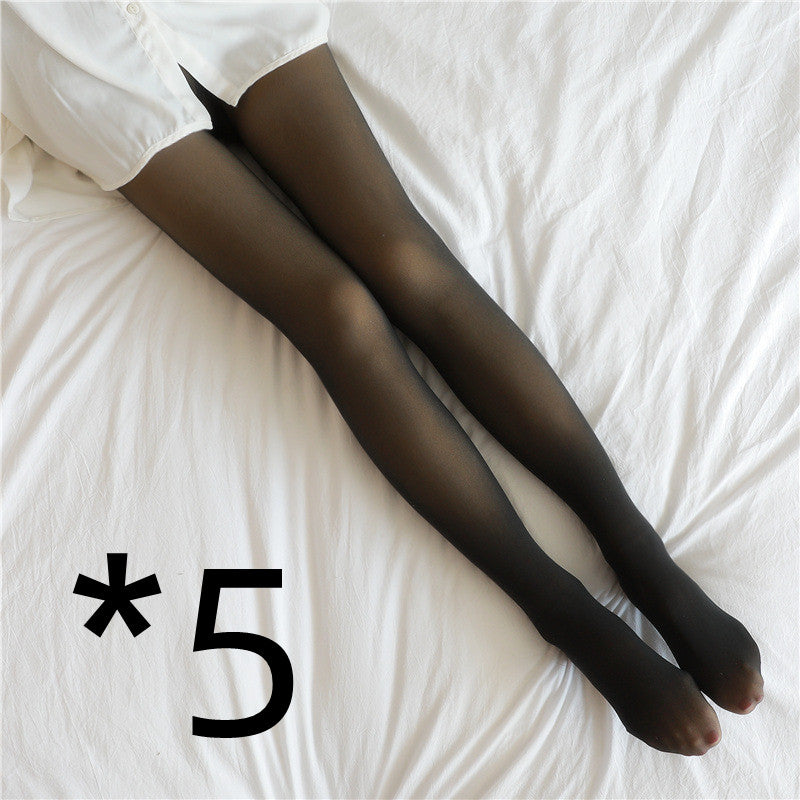 Women’s Fleece Lined Fake Translucent Thermal Tights | Winter Warm Plus Size Leggings