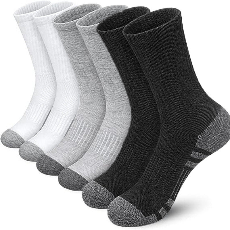 Color Block Athletic Basketball Socks – Breathable Plus Size Mid-Tube Cotton