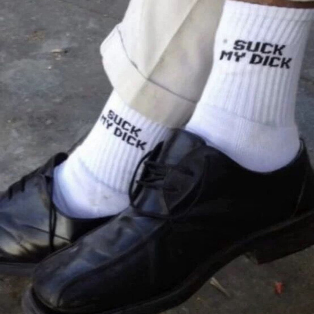 Men’s Casual Cotton Crew Socks – Minimal White Letter Design