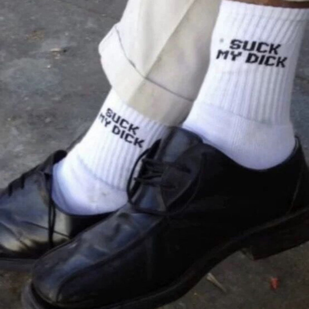 Men’s Casual Cotton Crew Socks – Minimal White Letter Design
