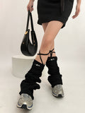 Solid Knit Drawstring Slouch Socks – Cozy Leg Warmer Style