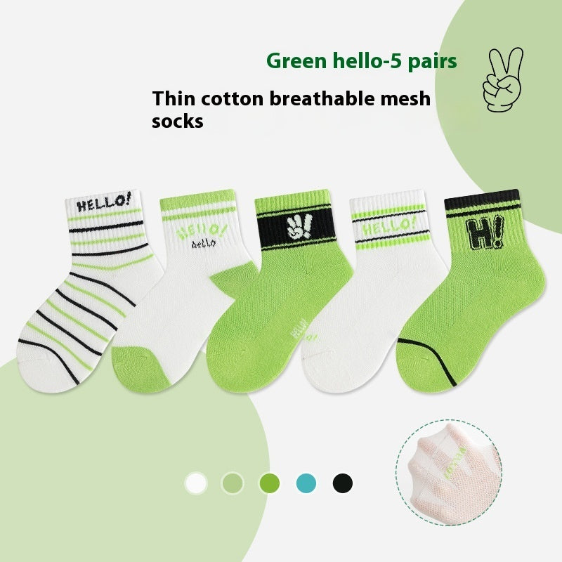 Boys’ Letter Stripe Sports Mid-Calf Socks