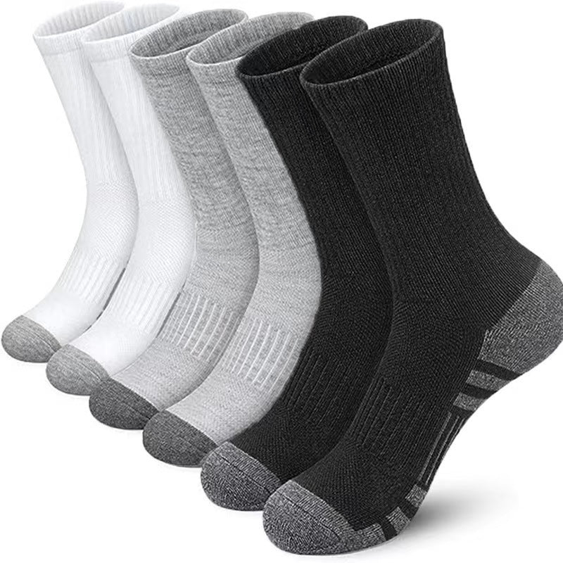 Color Block Athletic Basketball Socks – Breathable Plus Size Mid-Tube Cotton