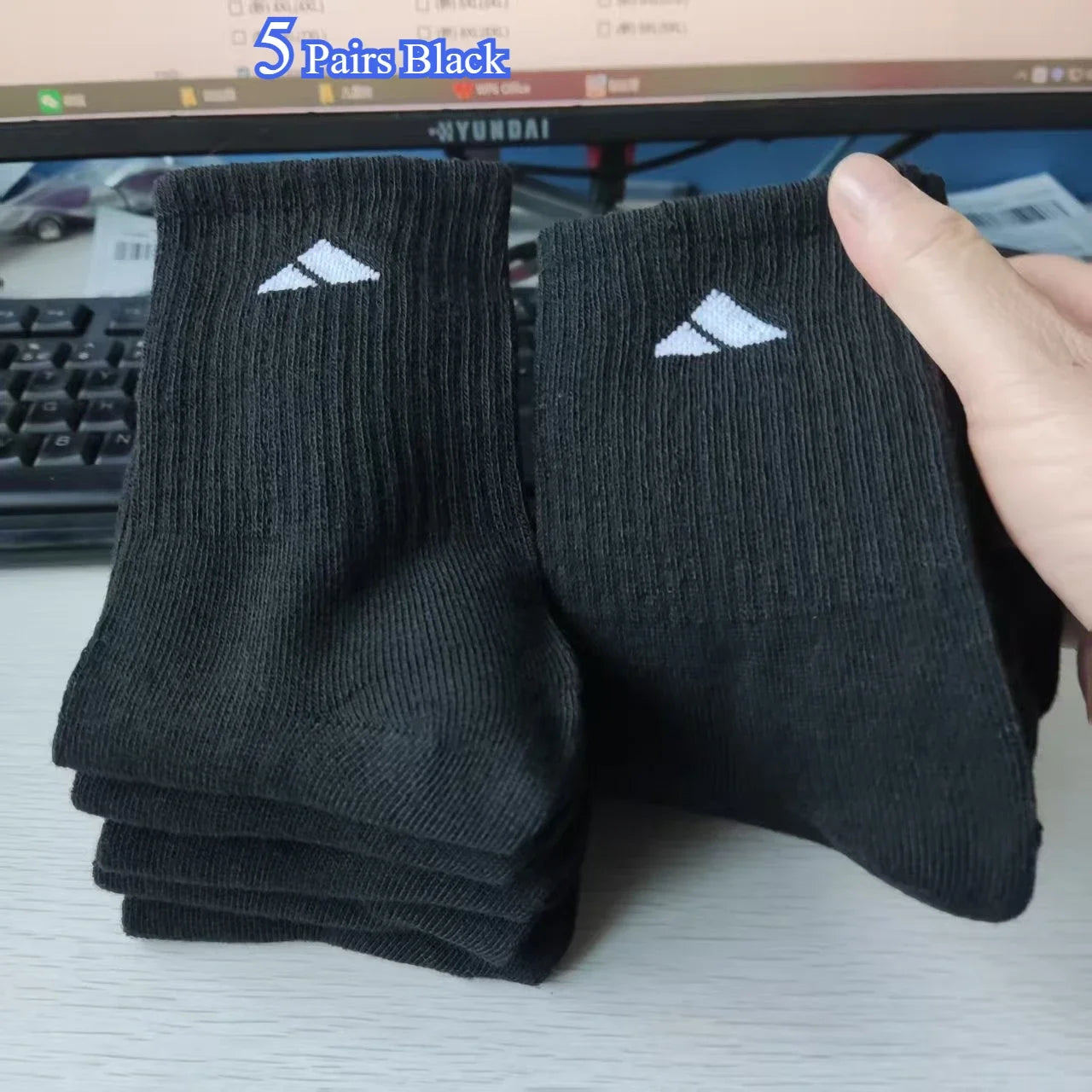 Unisex Black & White Ankle Socks (5 or 10 Pairs) – Soft, Breathable, Lightweight Cotton Socks for Sports, Casual & Business