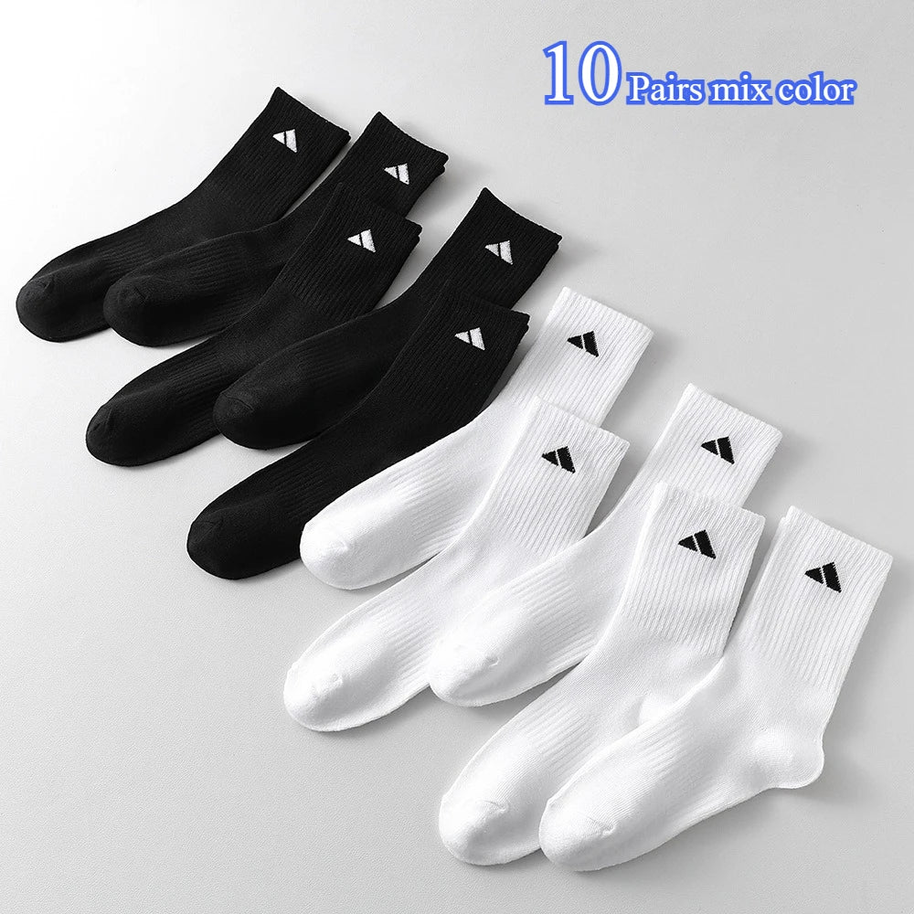 Unisex Black & White Ankle Socks (5 or 10 Pairs) – Soft, Breathable, Lightweight Cotton Socks for Sports, Casual & Business