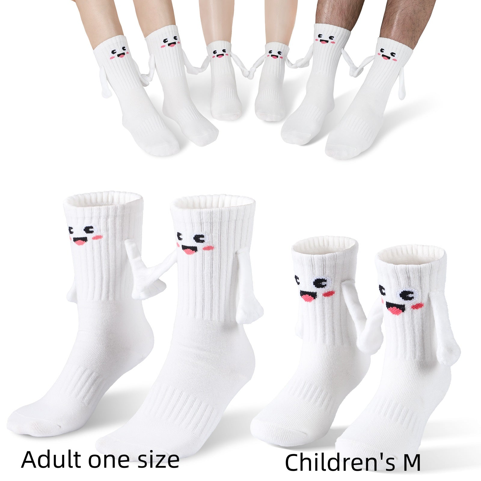 Family Hand-in-Hand Magnetic Socks – Kids, Mom & Dad 2-Pair Set
