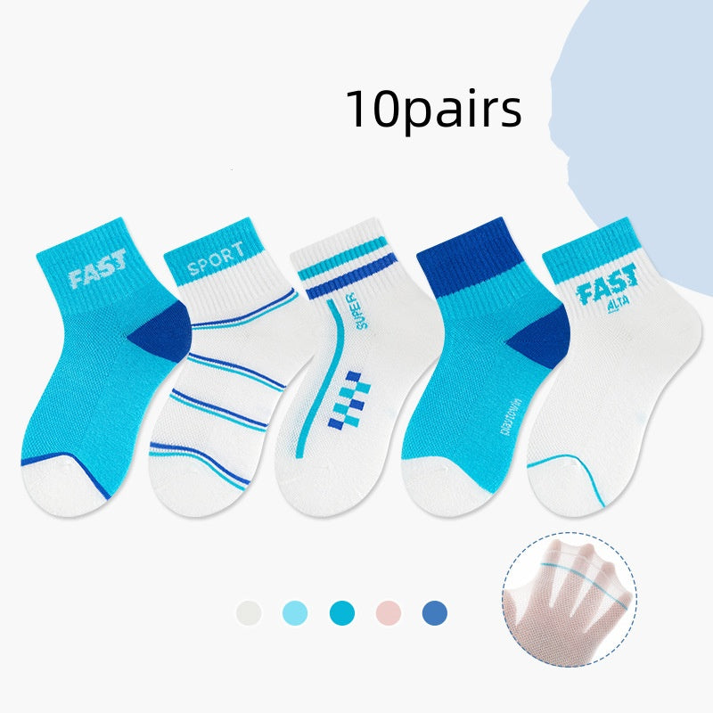 Boys’ Letter Stripe Sports Mid-Calf Socks