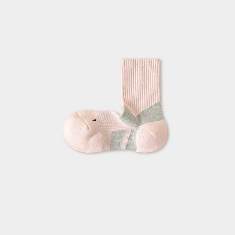 Kids Sports Mid-Calf Socks | Anti-Slip Breathable Color Block Athletic Socks